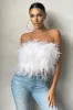 Dream Daze | White Feather Bandeau Crop Top sold by Club L London