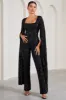 Cher | Black Sequin Lace Square-Neck Jumpsuit With Cape Sleeves sold by Club L London