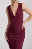 Lolita | Burgundy Ruched Cowl-Neck Sleeveless Maxi Dress sold by Club L London