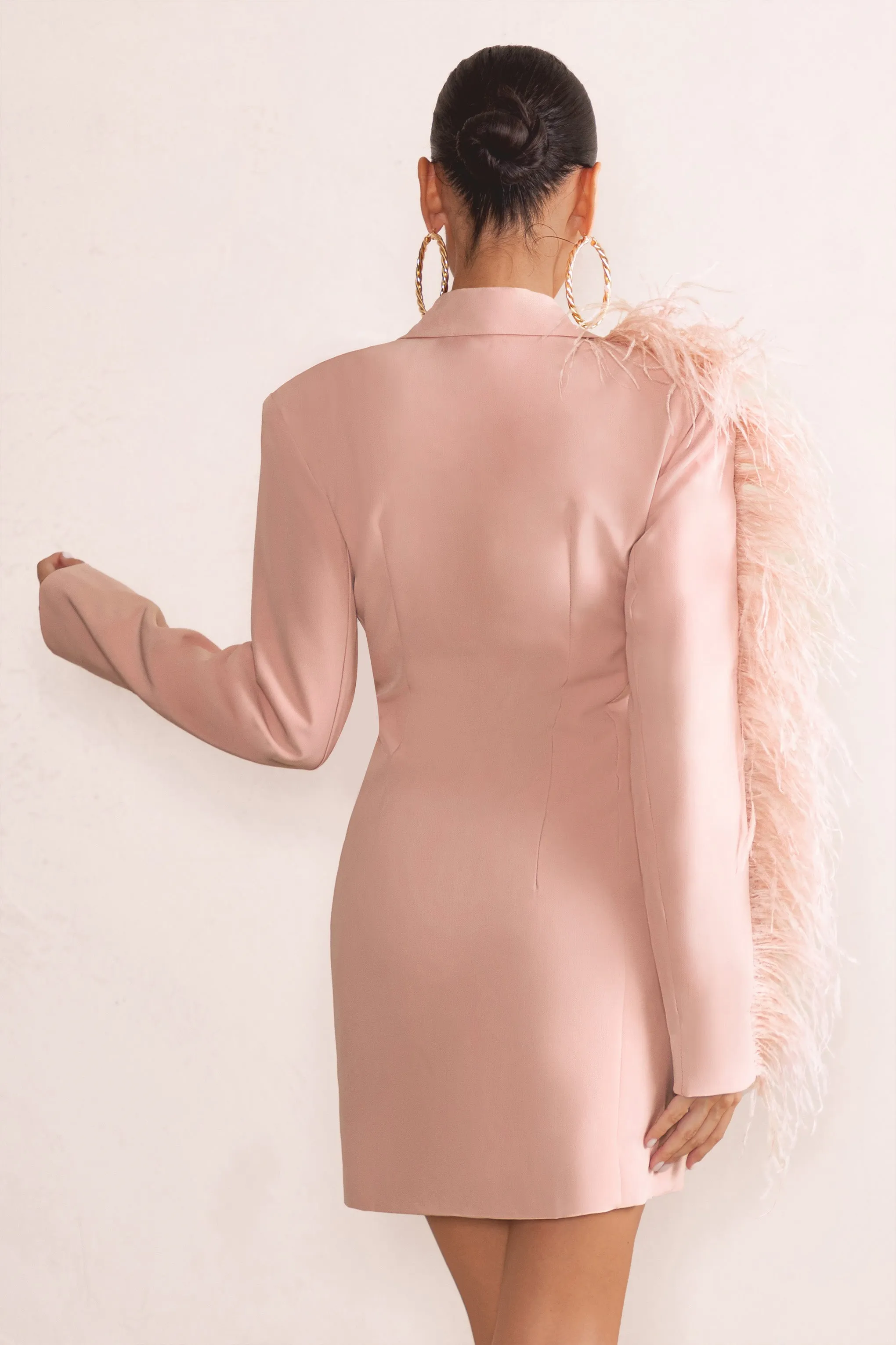 One In A Million | Pink Blazer Mini Dress With Feather Trim sold by Club L London product image thumbnail 2