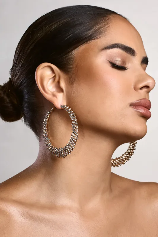 Corina | Gold Diamante Hoop Earrings made by Club L London