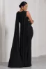 Allora | Black High-Neck Sleeveless Cape Maternity Maxi Dress sold by Club L London
