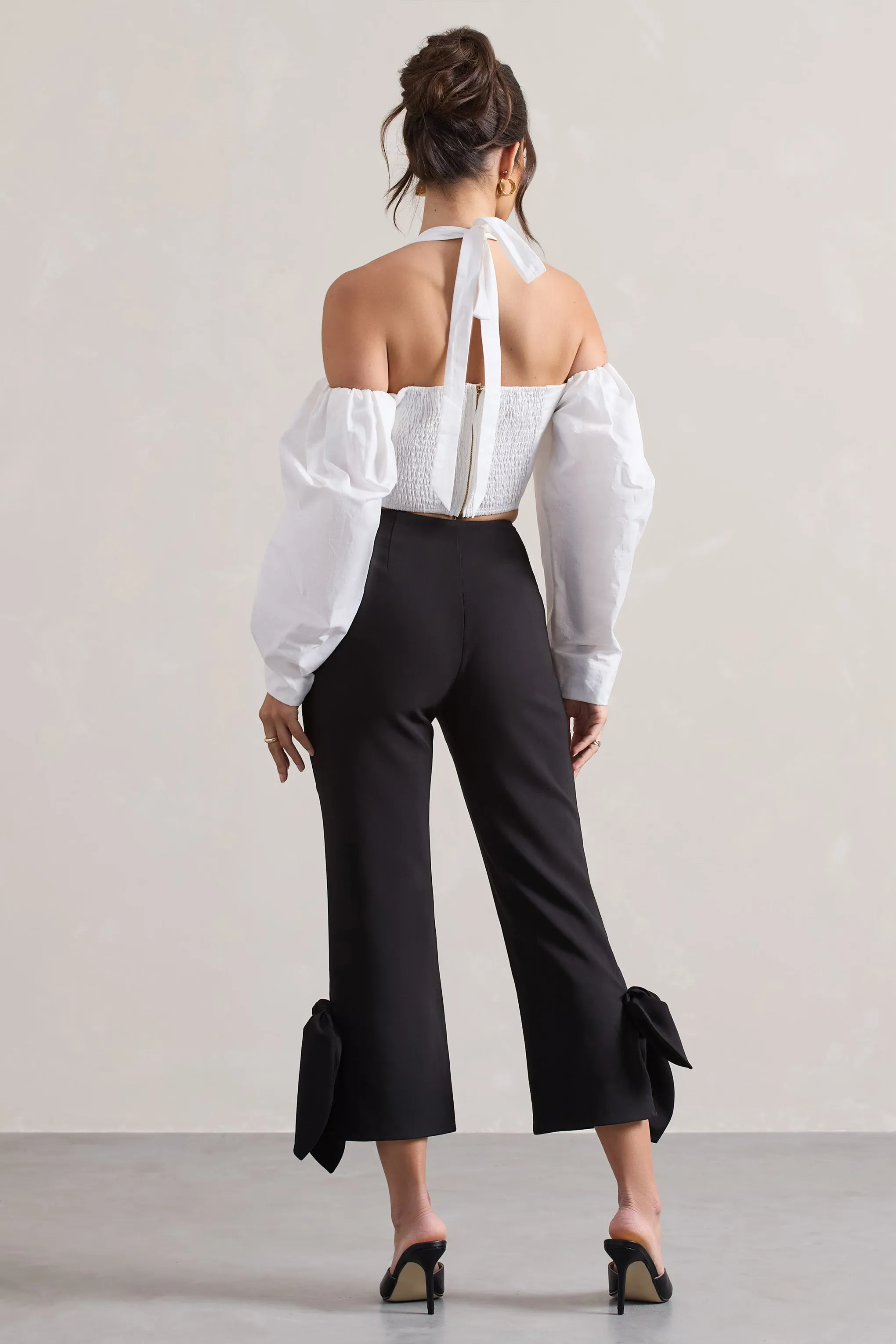 On Stage | Black Cropped Capri Pants With Knot Detail sold by Club L London product image thumbnail 4