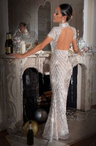 Alluring | Silver Sequin Short Sleeve Maxi Dress sold by Club L London