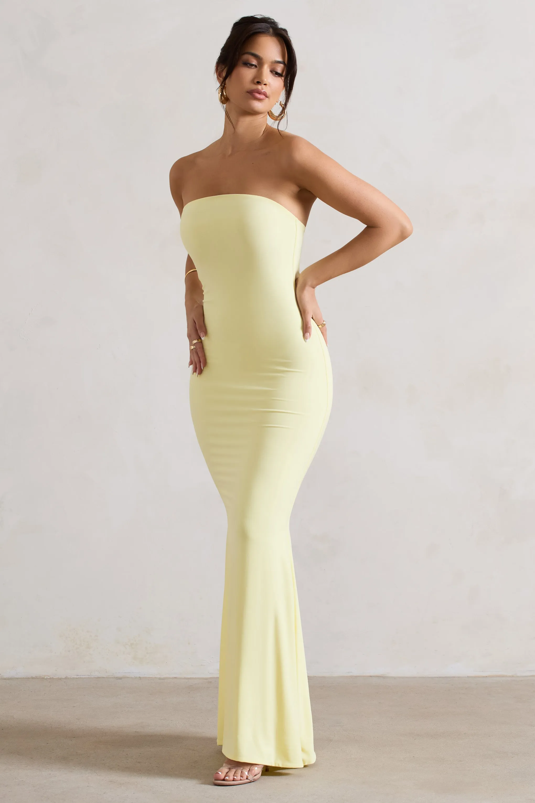 Ceremony | Lemon Bandeau Maxi Dress sold by Club L London product image thumbnail 4