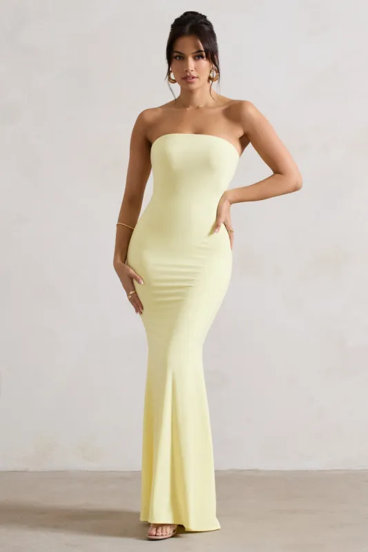 Ceremony | Lemon Bandeau  Maxi Dress sold by Club L London