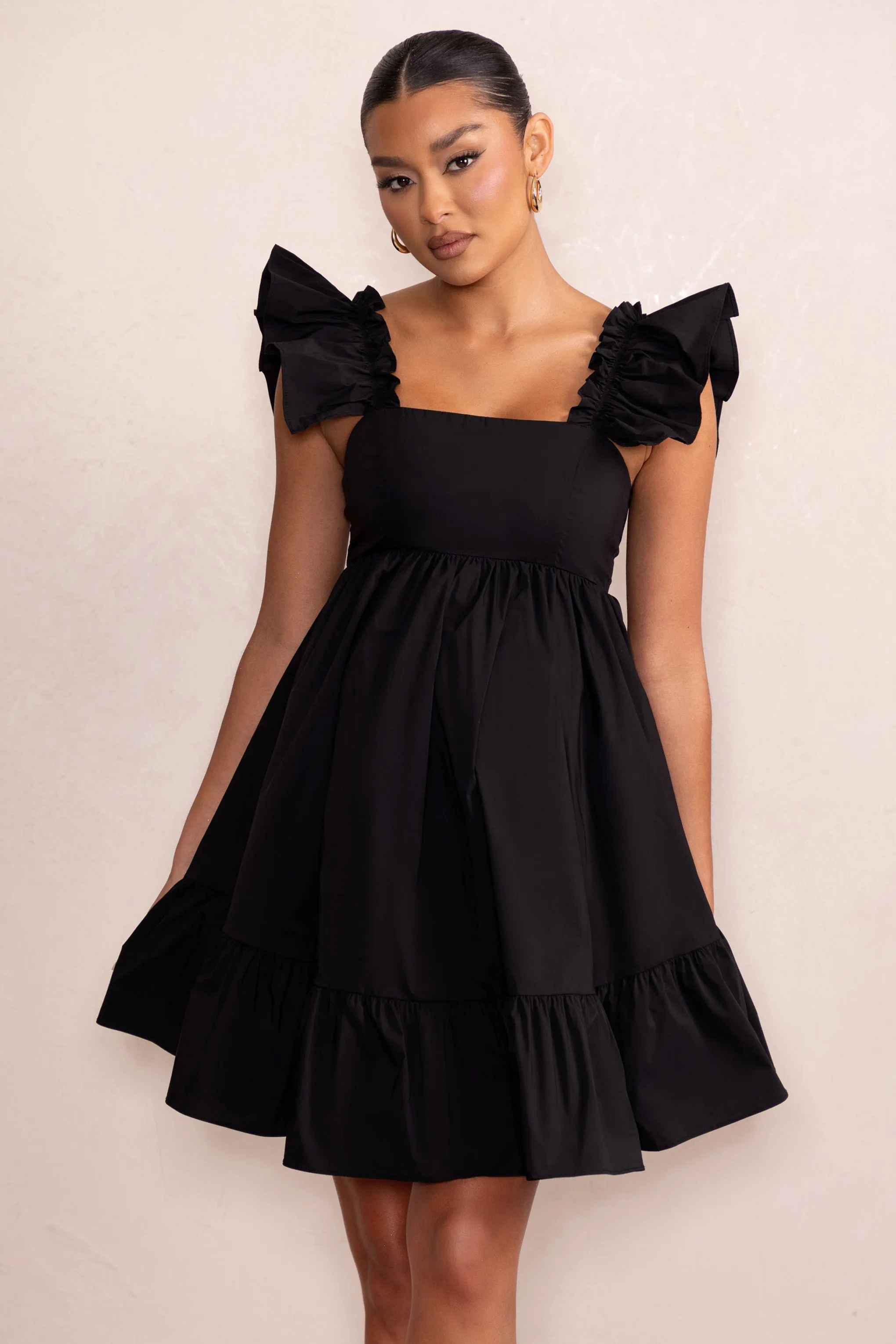 Dolly Daze | Black Maternity Ruffle Mini Dress sold by Club L London product image thumbnail 5