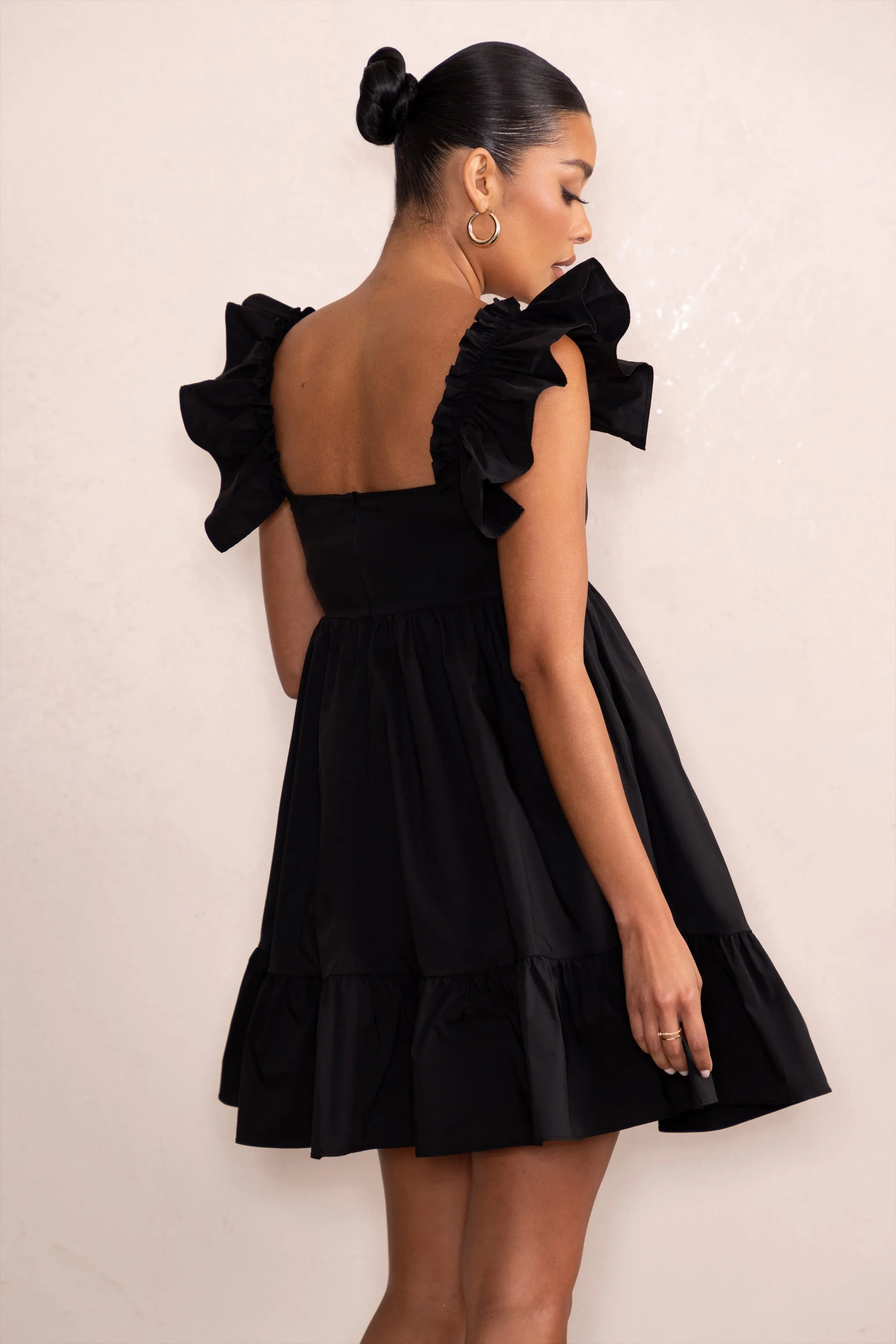 Dolly Daze | Black Maternity Ruffle Mini Dress sold by Club L London product image thumbnail 2