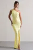 Dressing Up | Lemon One Shoulder Maxi Dress With Open Back Detail sold by Club L London