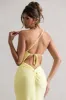 Dressing Up | Lemon One Shoulder Maxi Dress With Open Back Detail sold by Club L London