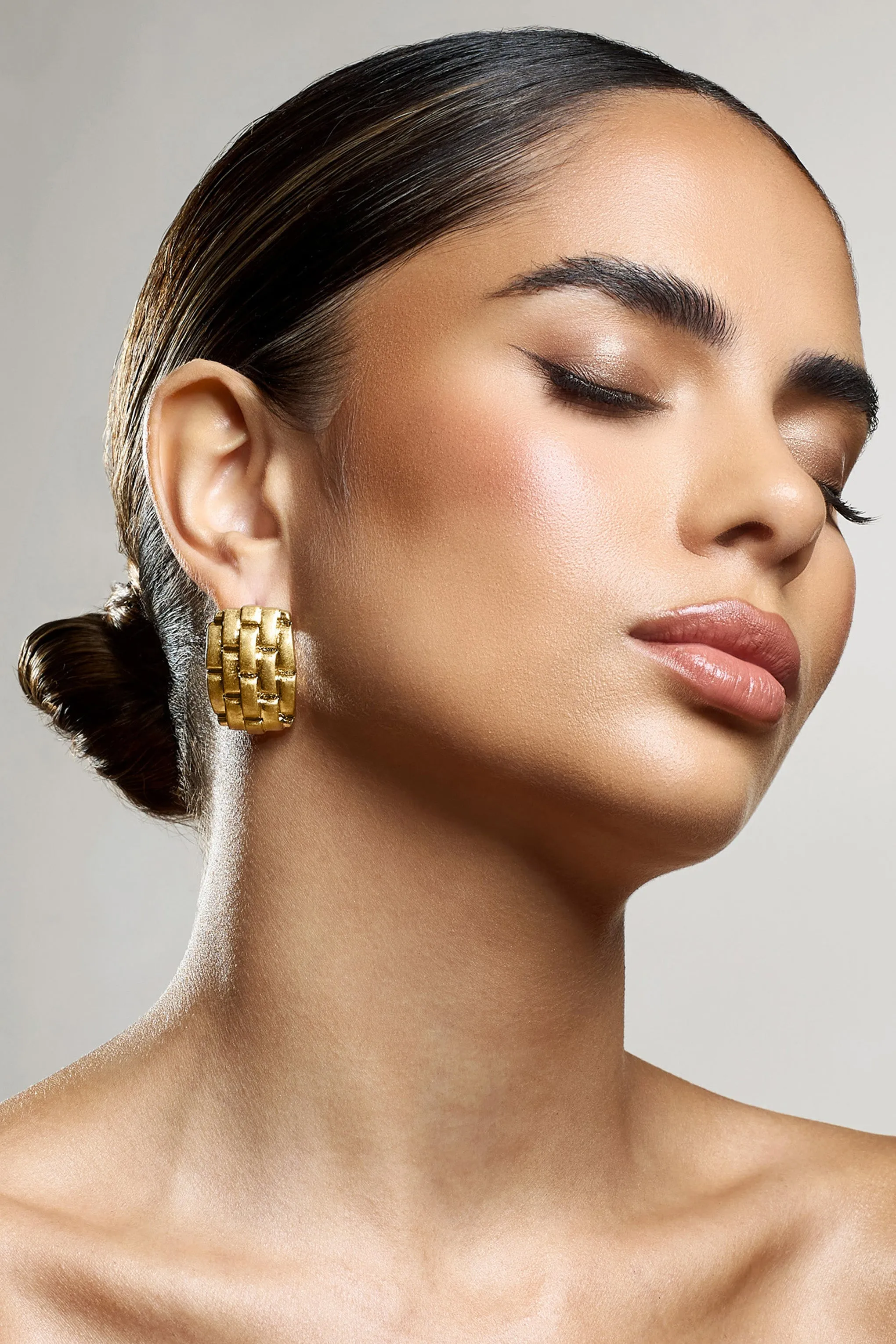 Liana | Gold Quilted Earrings sold by Club L London