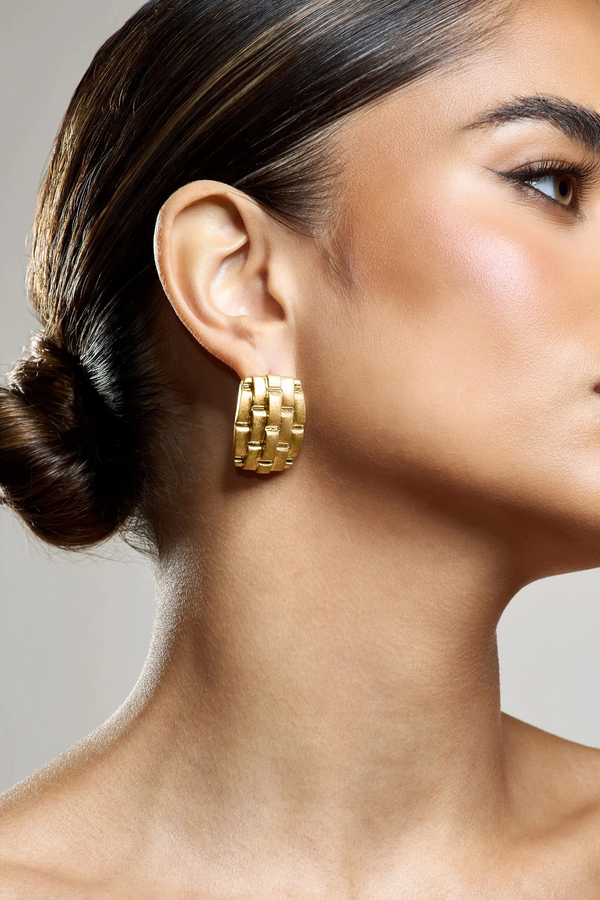 Liana | Gold Quilted Earrings sold by Club L London product image thumbnail 4
