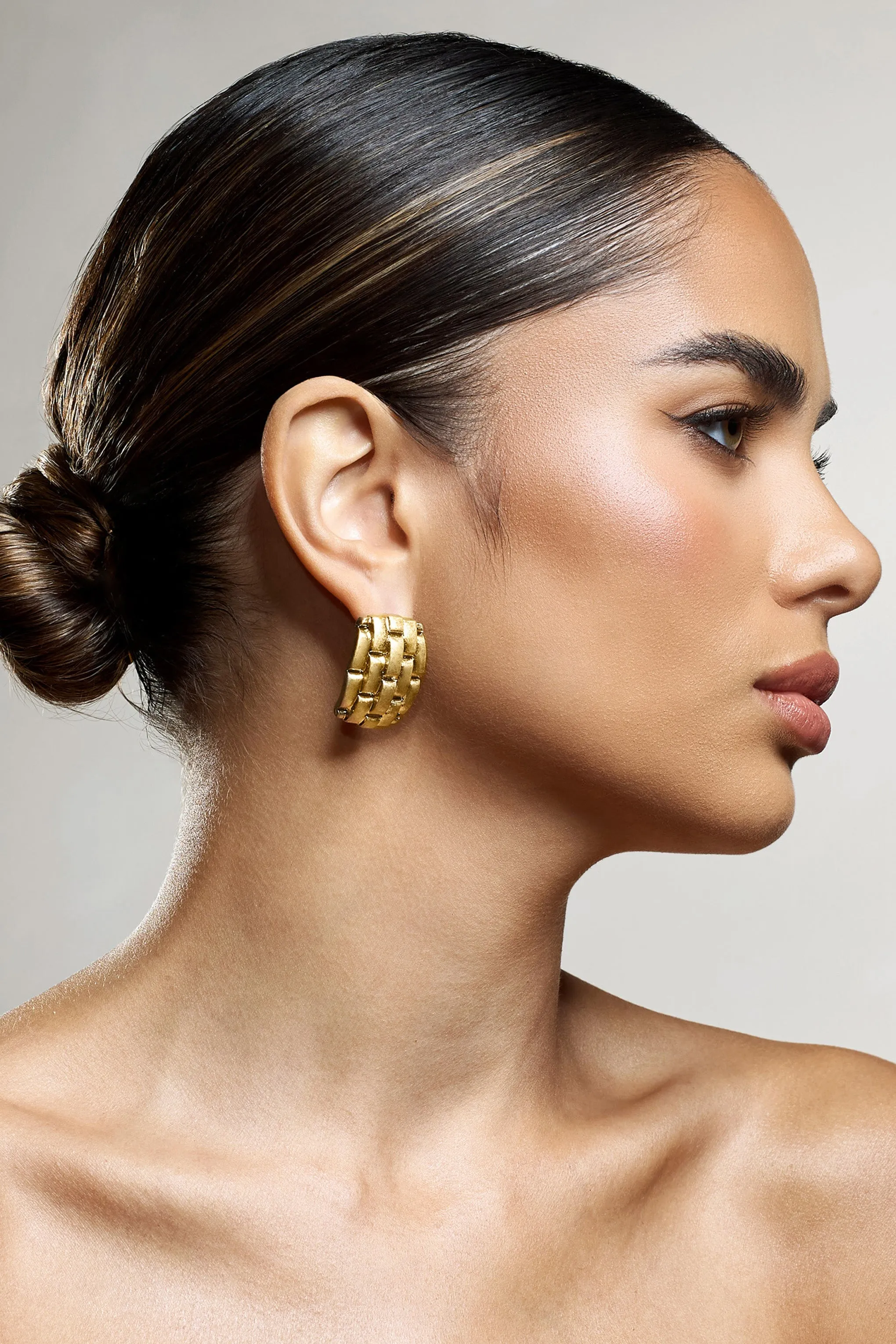 Liana | Gold Quilted Earrings sold by Club L London product image thumbnail 2