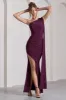 Adelaide | Plum Asymmetric Sleeveless Split Maxi Dress sold by Club L London