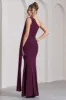 Adelaide | Plum Asymmetric Sleeveless Split Maxi Dress sold by Club L London
