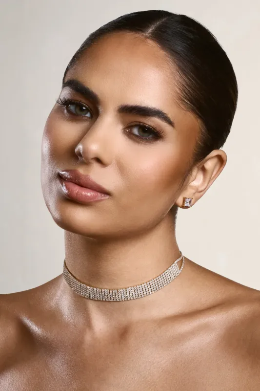 Emmie | Gold Diamante Necklace sold by Club L London