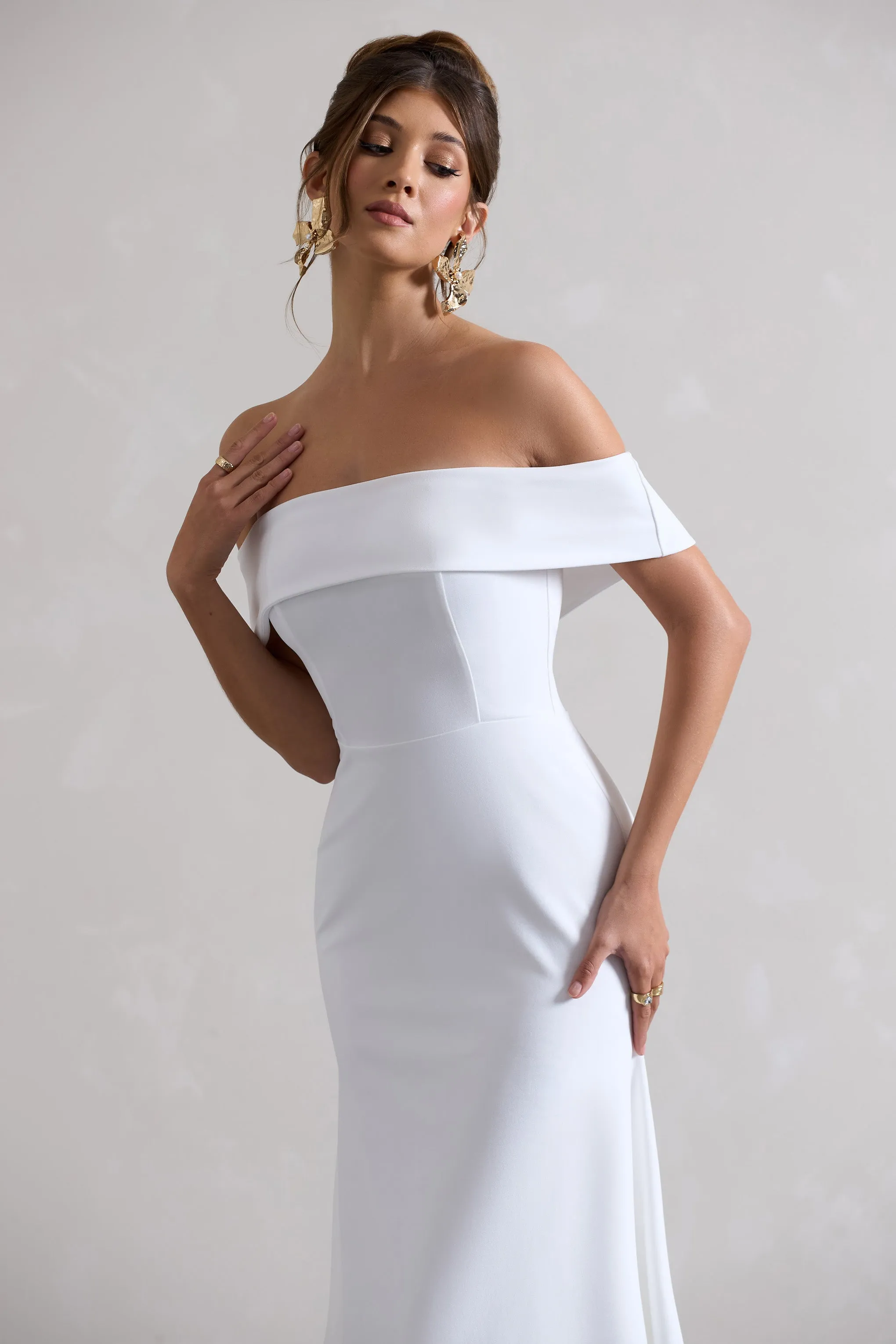 Windsor | White Bardot Midi Dress sold by Club L London product image thumbnail 3