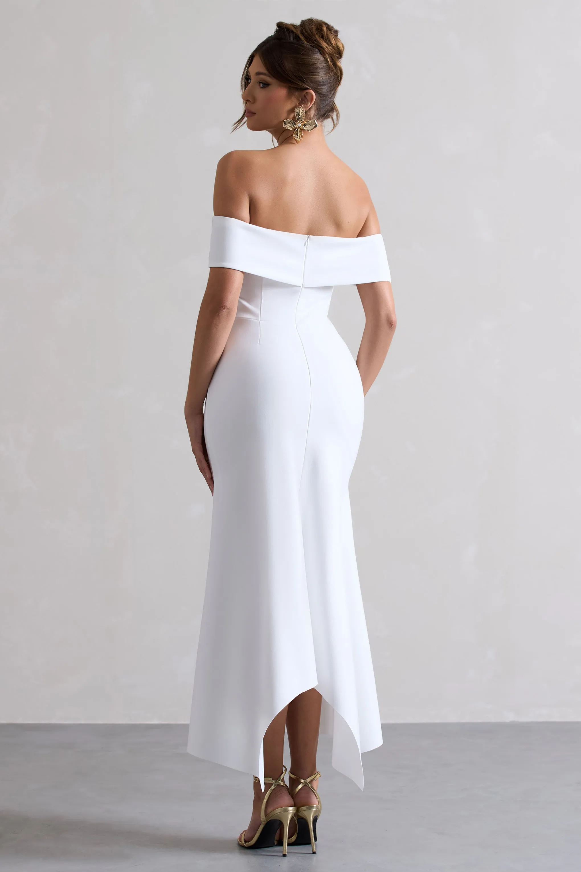 Windsor | White Bardot Midi Dress sold by Club L London product image thumbnail 2