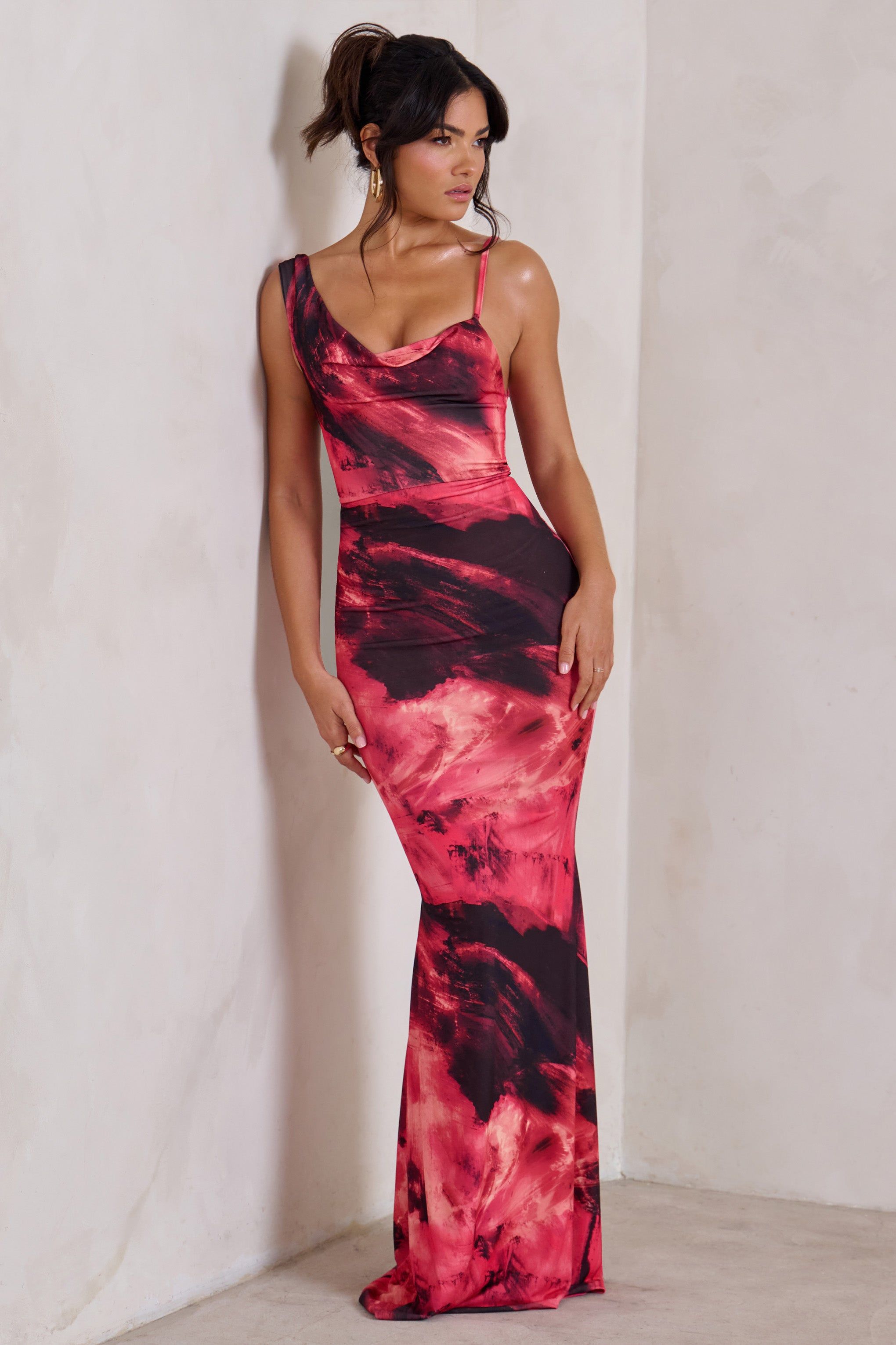 Phantasy | Pink Print Cowl Neck Maxi Dress sold by Club L London product image thumbnail 4