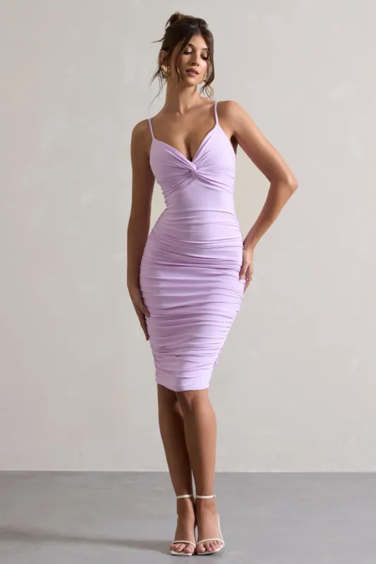 Desired | Lilac Knot Detail Ruched Midi Dress sold by Club L London