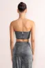 Jasmine | Silver Structured Corset Crop Top sold by Club L London