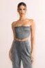 Jasmine | Silver Structured Corset Crop Top sold by Club L London