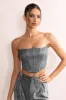 Jasmine | Silver Structured Corset Crop Top sold by Club L London