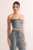 Jasmine | Silver Structured Corset Crop Top sold by Club L London