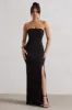 Belle of The Ball | Black Bandeau Maxi Dress With Split Hem sold by Club L London