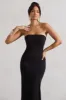 Belle of The Ball | Black Bandeau Maxi Dress With Split Hem sold by Club L London