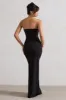 Belle of The Ball | Black Bandeau Maxi Dress With Split Hem sold by Club L London