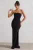 Belle of The Ball | Black Bandeau Maxi Dress With Split Hem sold by Club L London