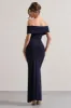 Refined | Navy Twist Front Bardot Maxi Dress sold by Club L London
