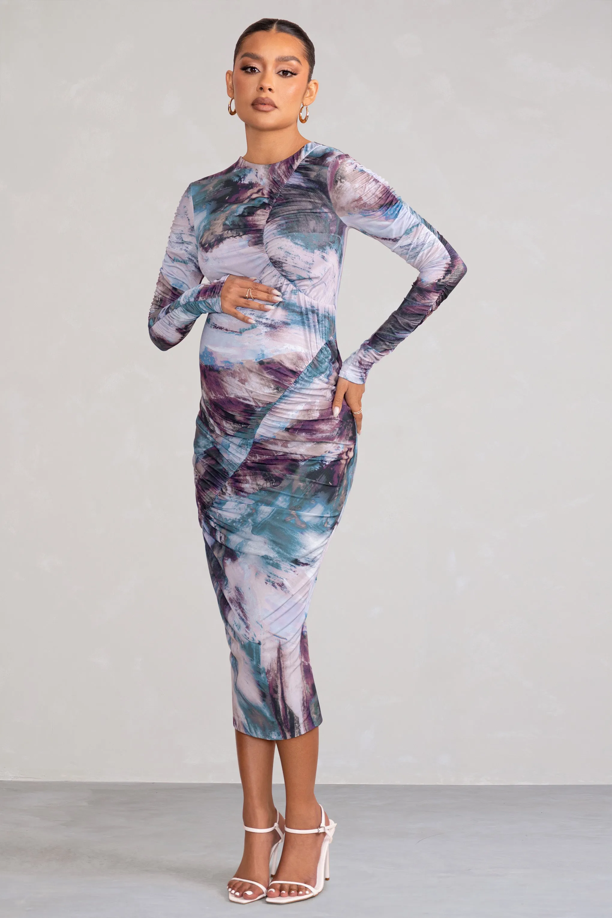 Cait | Multi Print Bodycon Maternity Midi Dress sold by Club L London product image thumbnail 4