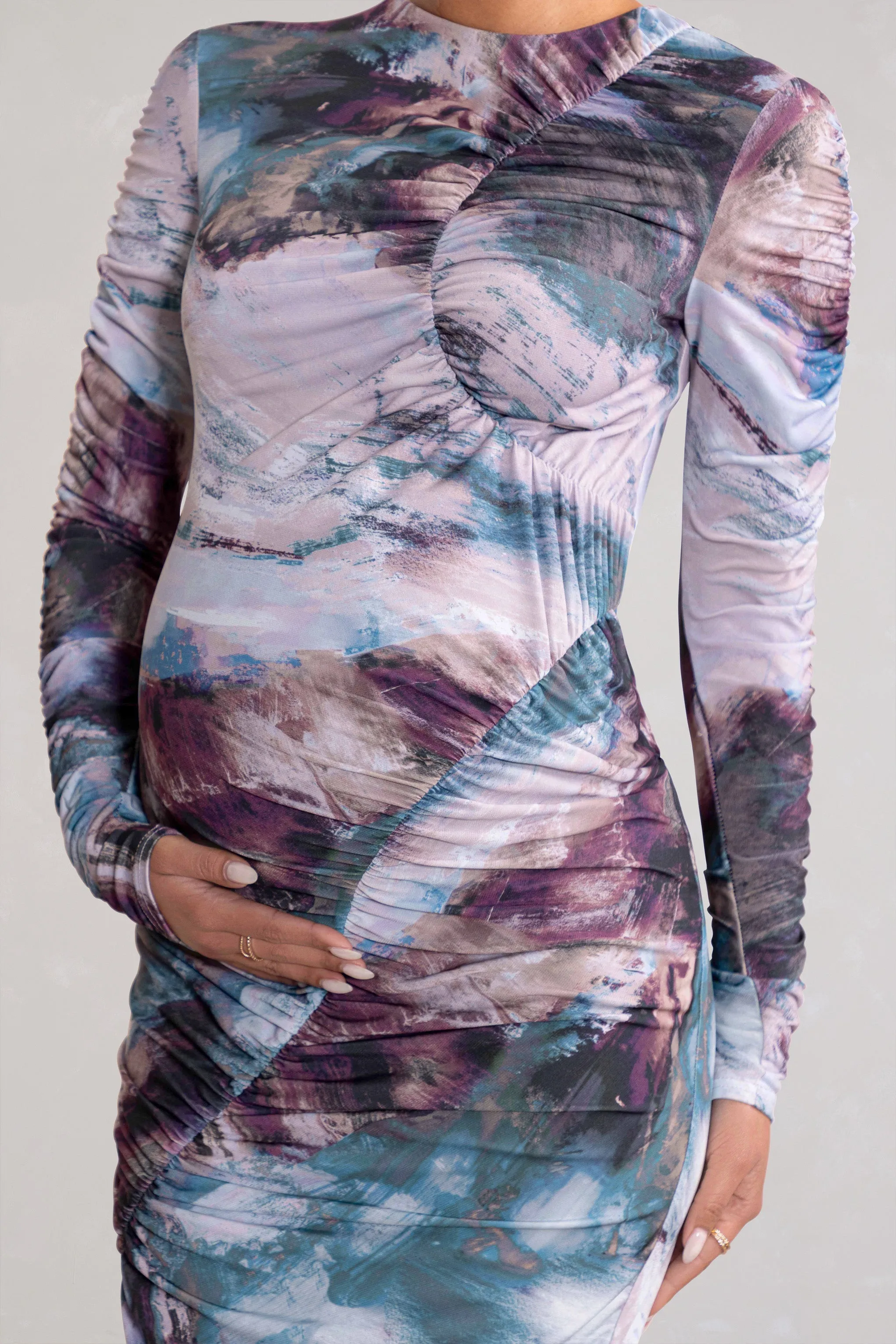 Cait | Multi Print Bodycon Maternity Midi Dress sold by Club L London product image thumbnail 3