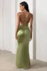 Lifetime | Olive Satin Cowl Neck Maxi Dress With Cross Back Detail sold by Club L London