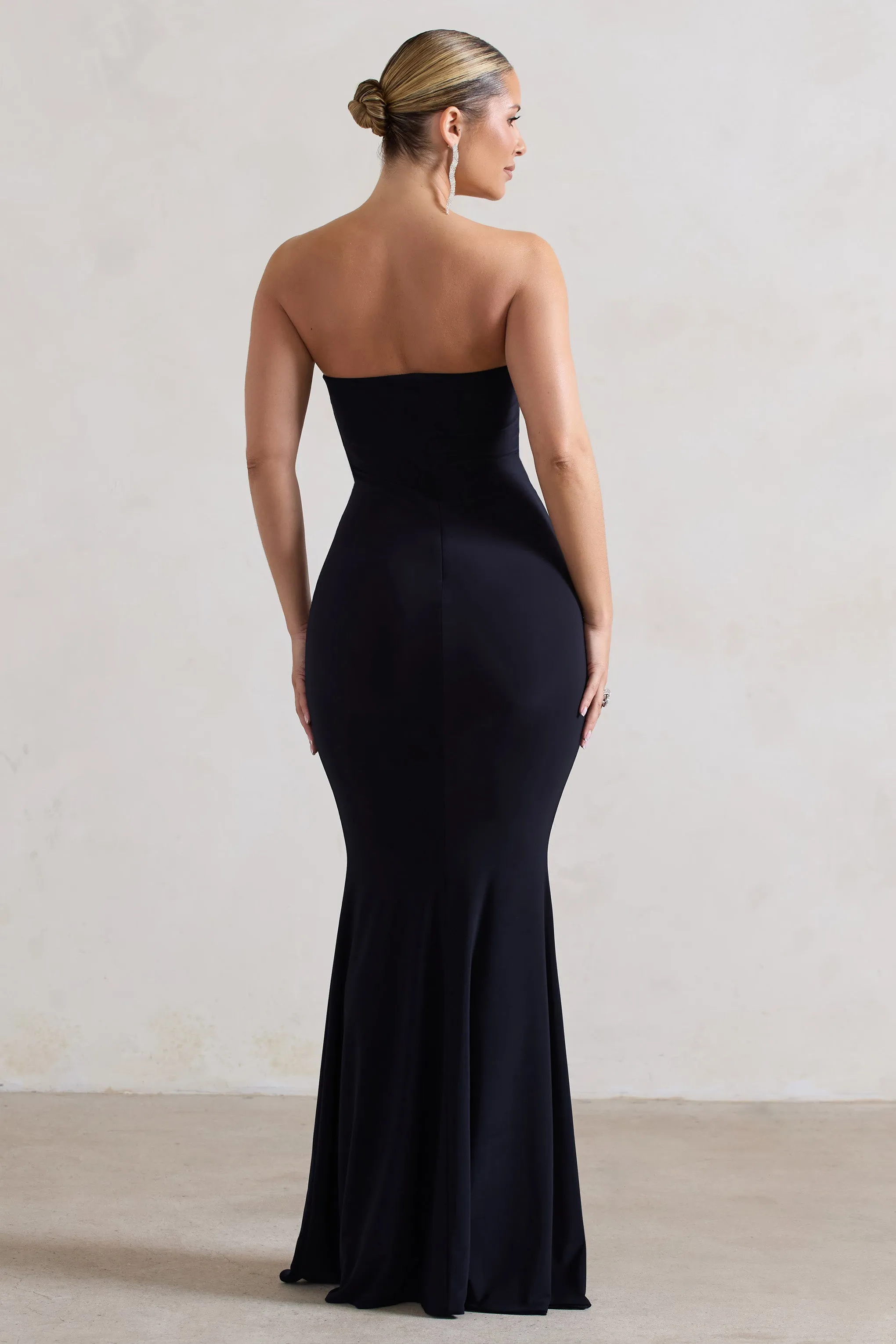 Ceremony | Navy Bandeau Fishtail Maxi Dress sold by Club L London product image thumbnail 2