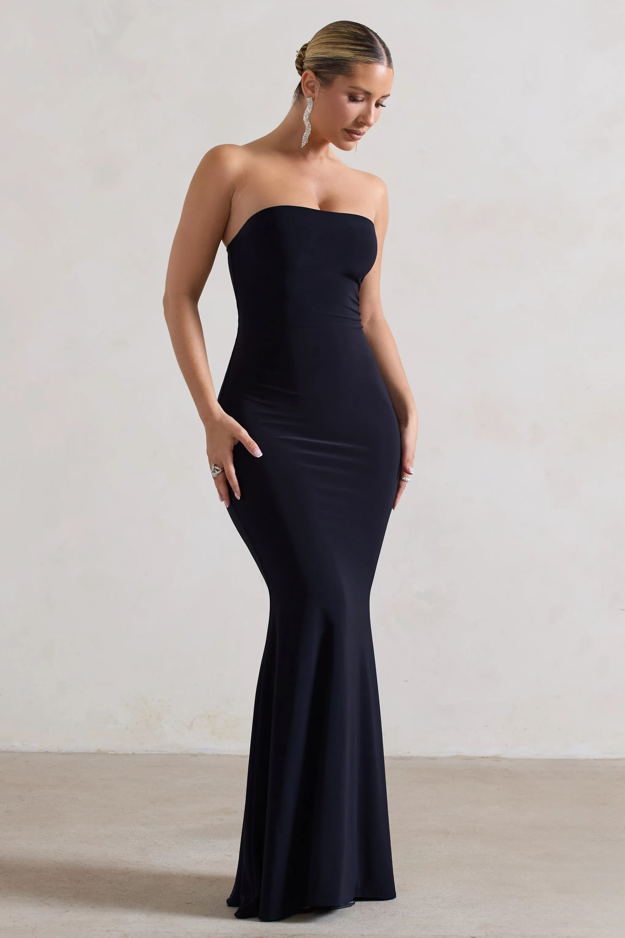 Ceremony | Navy Bandeau Fishtail Maxi Dress sold by Club L London product image thumbnail 4