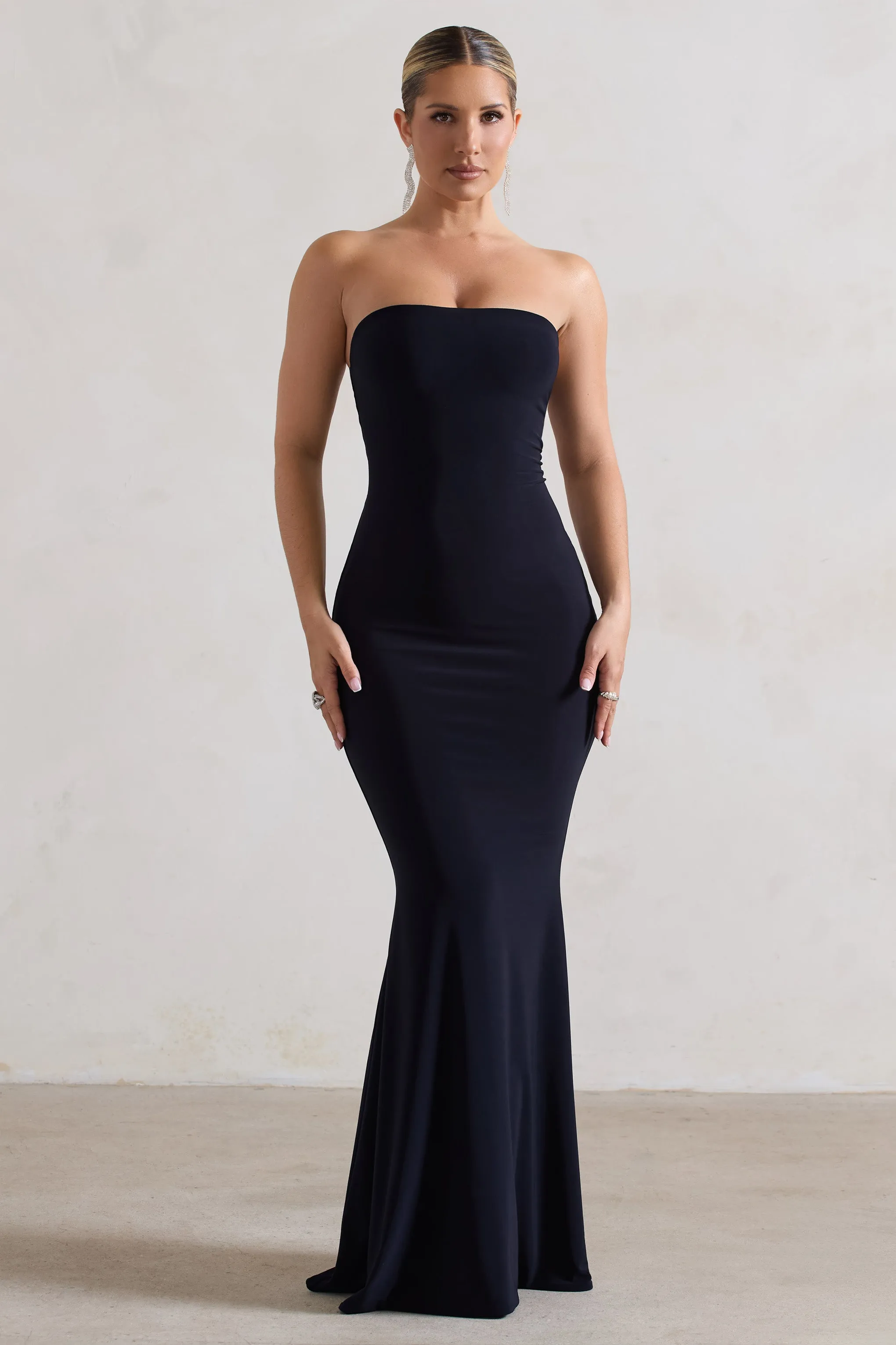Ceremony | Navy Bandeau Fishtail Maxi Dress sold by Club L London product image thumbnail 5