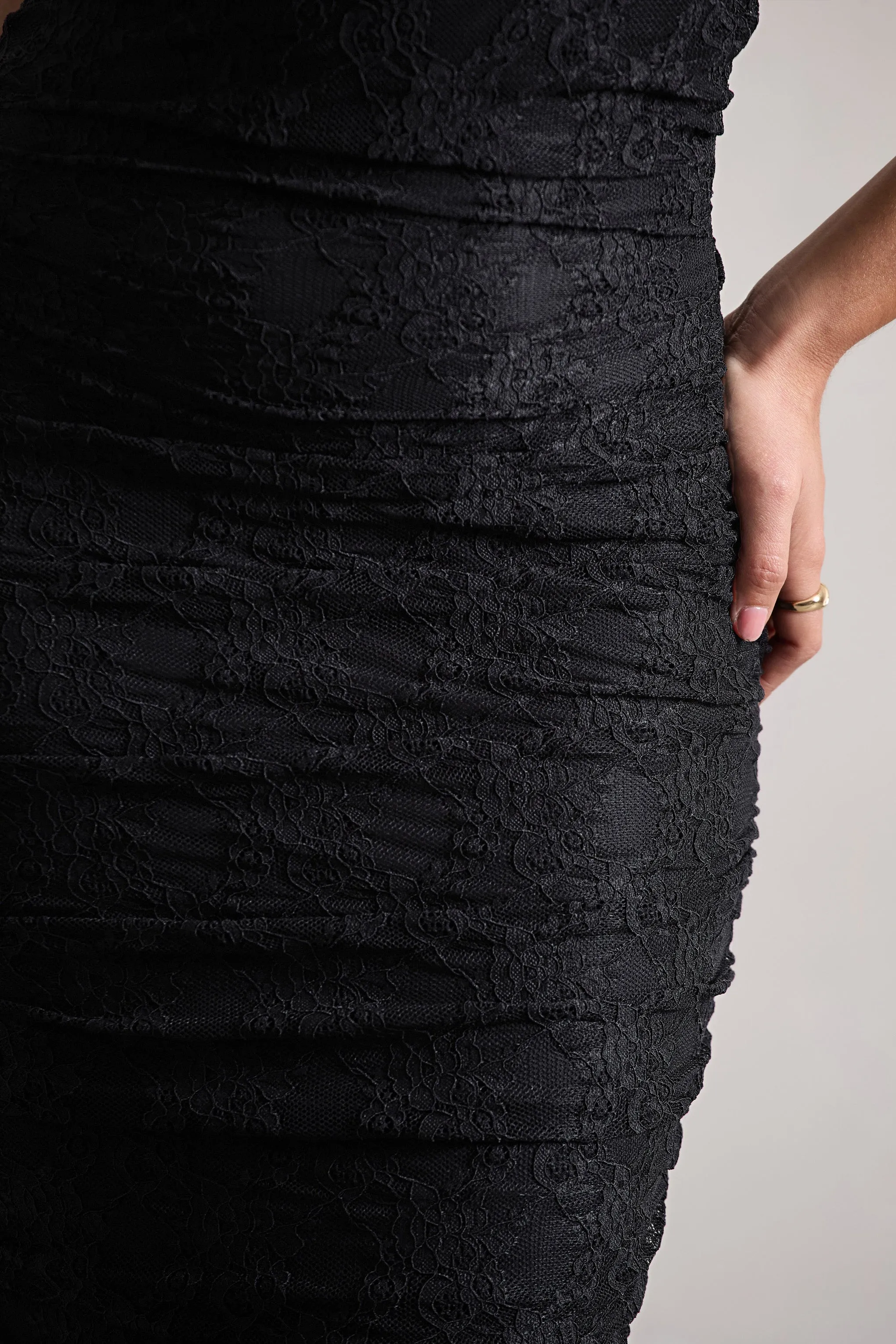 Ellis | Black Lace Strappy Bodycon Maxi Dress sold by Club L London product image thumbnail 3