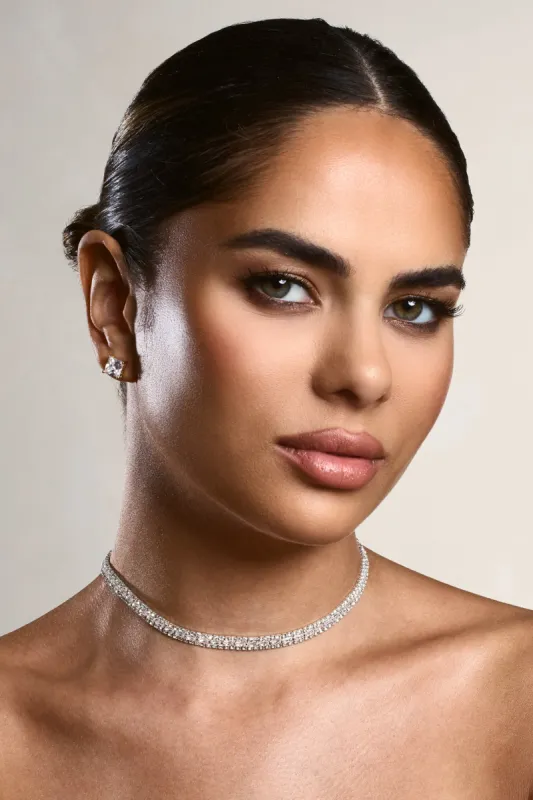 Lumina | Silver Diamante Necklace sold by Club L London