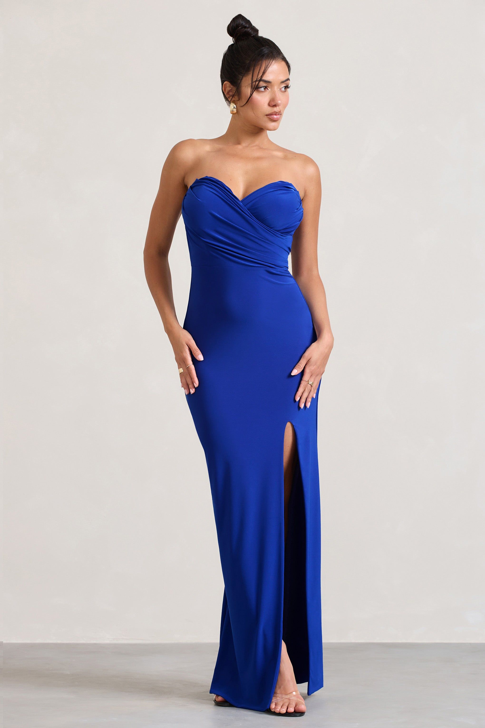 Dynamite | Royal Blue Pleated Bodice Split Maxi Dress sold by Club L London product image thumbnail 5