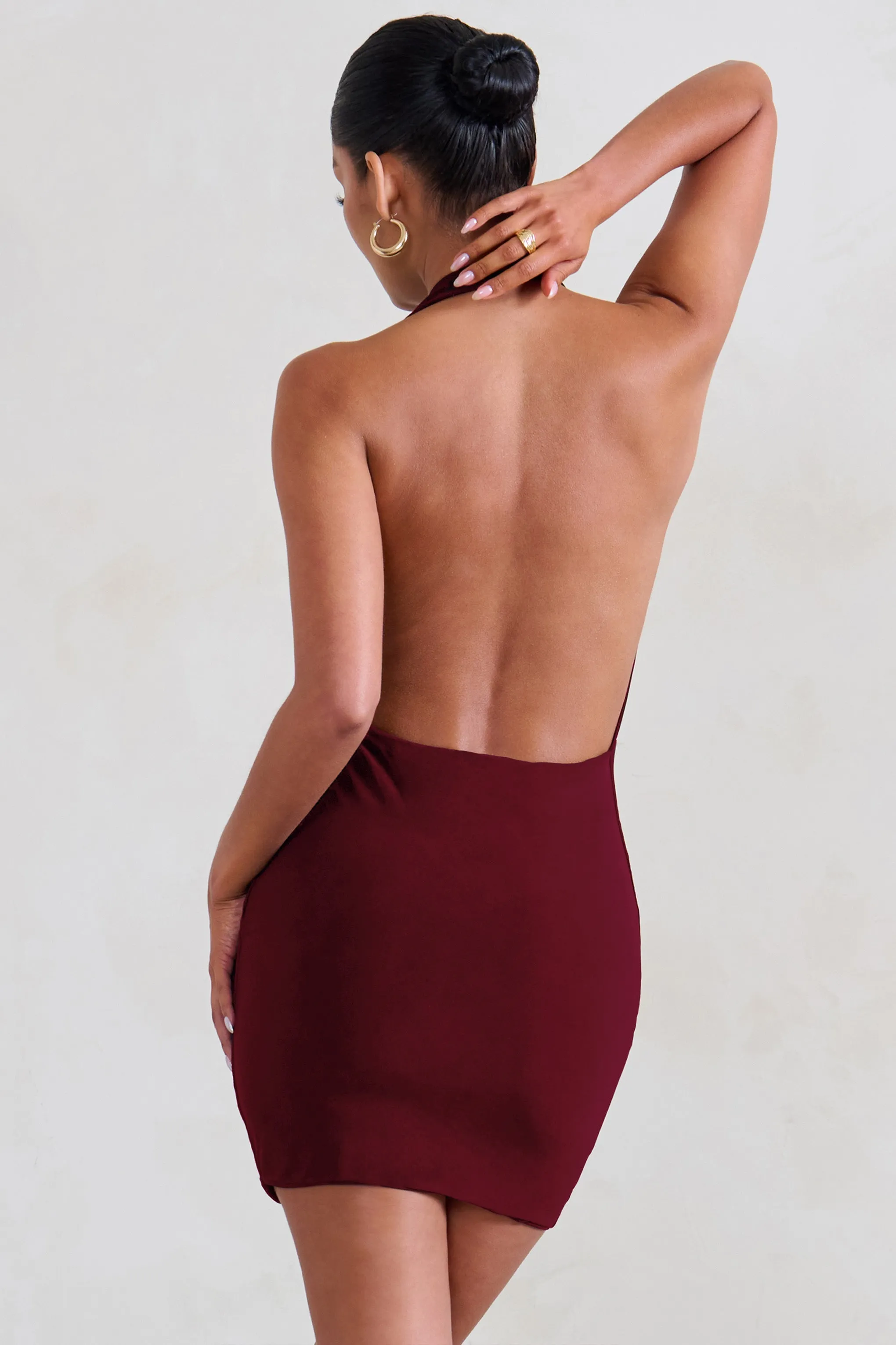 Liliana | Burgundy Cowl Neck Mini Dress sold by Club L London product image thumbnail 2