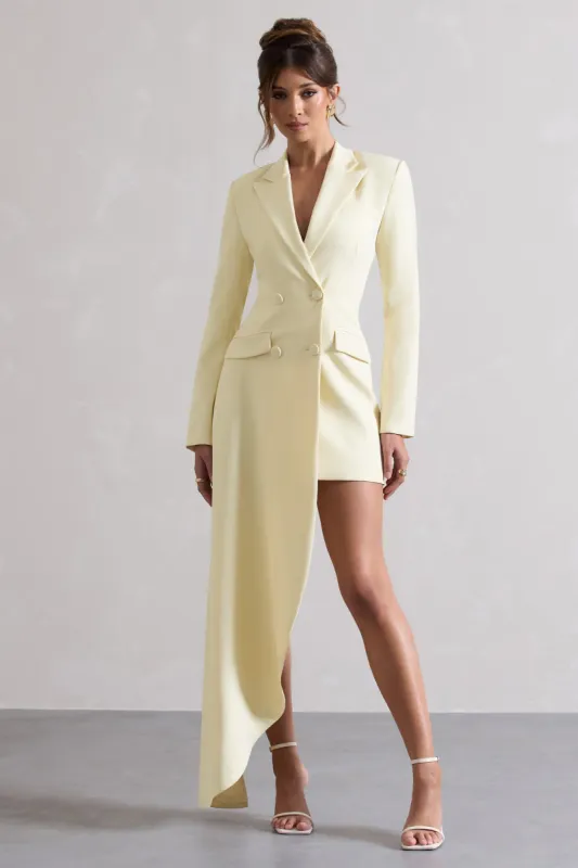 Spiral | Lemon Tailored Blazer Mini Dress With Asymmetric Hem sold by Club L London