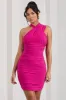 Shockwaves | Fuchsia Pink Ruched Strappy Halter-Neck Mini Dress sold by Club L London