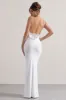 Francoise | White Cowl Neck Backless Maxi Dress With Lace Insert sold by Club L London