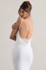 Francoise | White Cowl Neck Backless Maxi Dress With Lace Insert sold by Club L London
