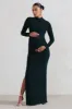 Alejandra | Black Maternity Long Sleeve High Neck Maxi Dress sold by Club L London