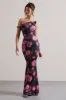 Lita | Pink Abstract Print Twisted Asymmetric Maxi Dress sold by Club L London
