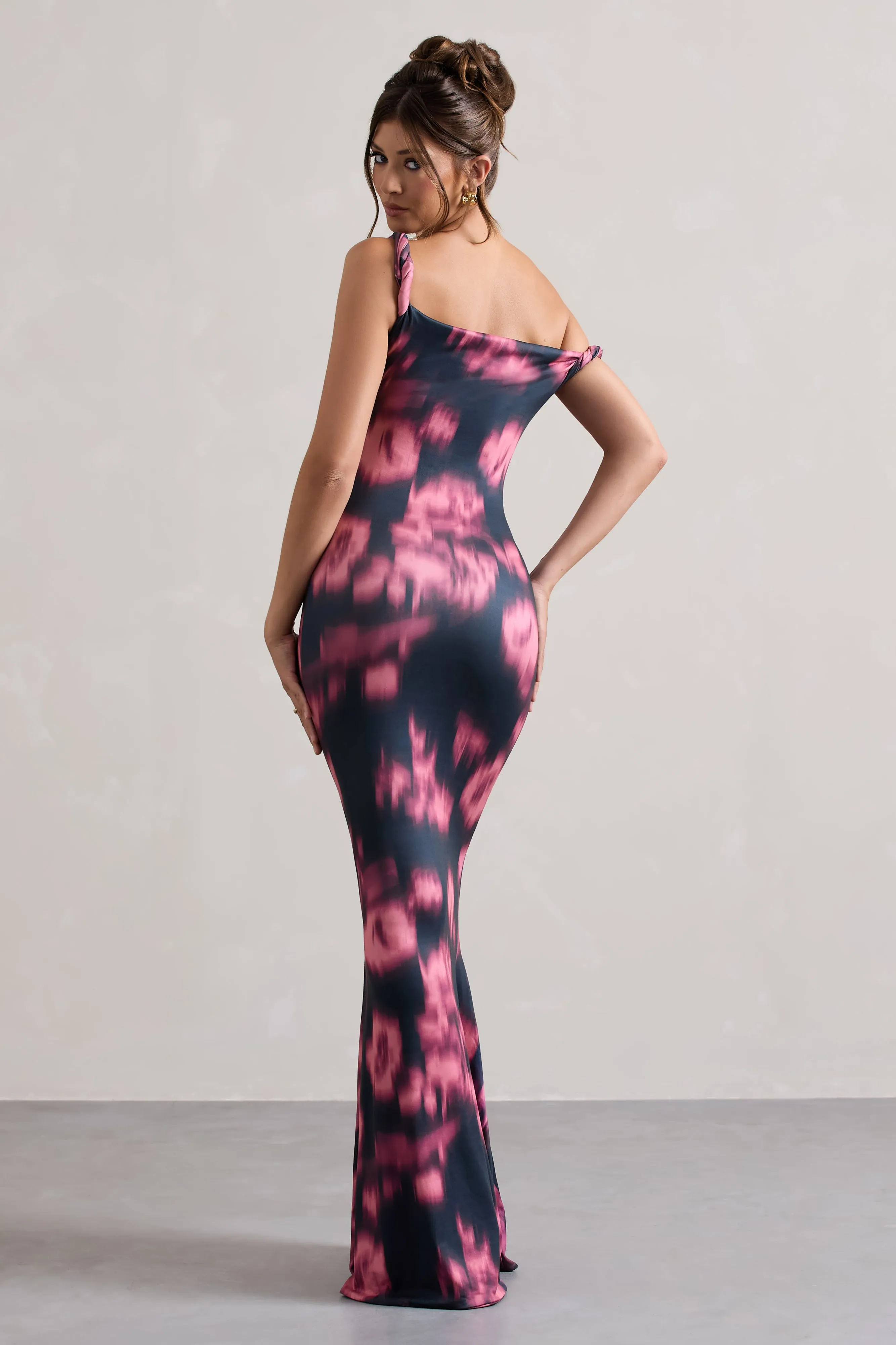 Lita | Pink Abstract Print Twisted Asymmetric Maxi Dress sold by Club L London product image thumbnail 2